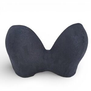 Strapless Bra 34E Black Floral Jacquard Padded Push Up Underwire‎ EUC Sexy
